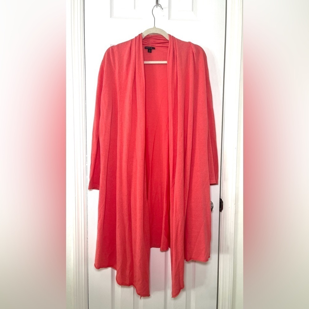 Lafayette 148 Long Coral Knit Open Cardigan Size Medium